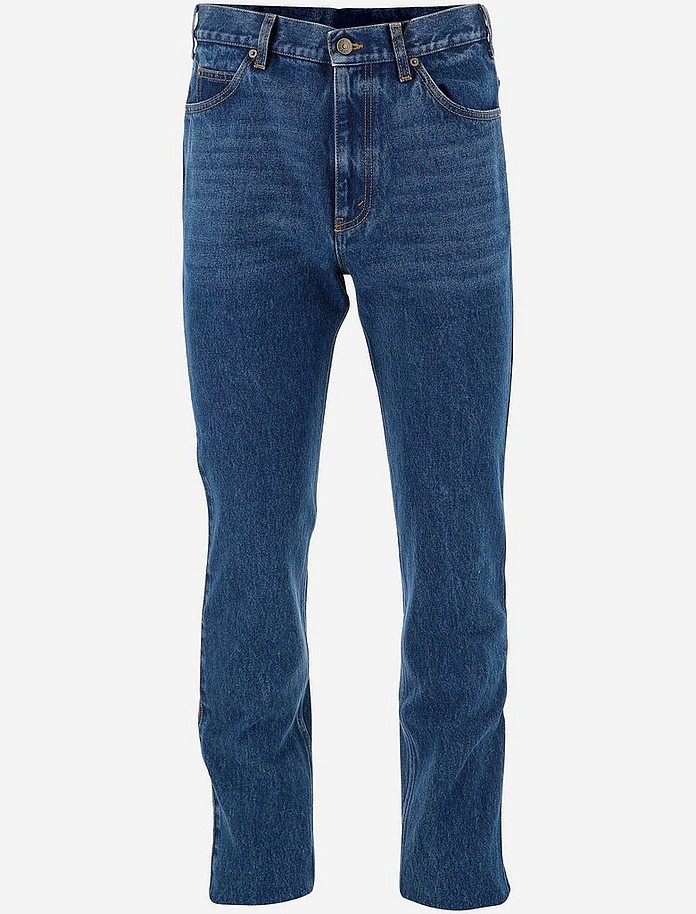 Blue Delavé Denim Men's 5-Pockets Jeans - Gucci