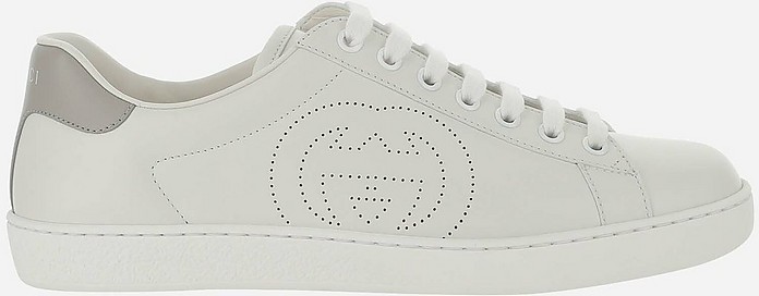 Ace White Leather Men's Flat Sneakers - Gucci