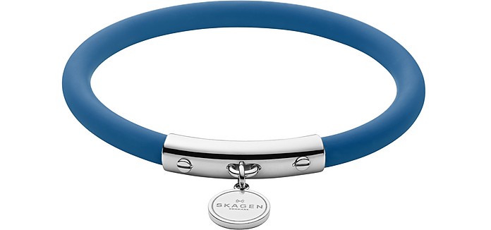 Blakely Bracciale in Silicone Blu con Logo In Acciaio Inossidabile Silver - Skagen