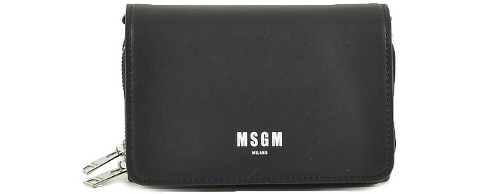 Black Flap Top Shoulder Bag - MSGM
