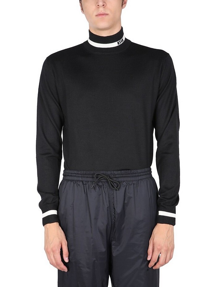 High Neck Sweater With Logo - MSGM