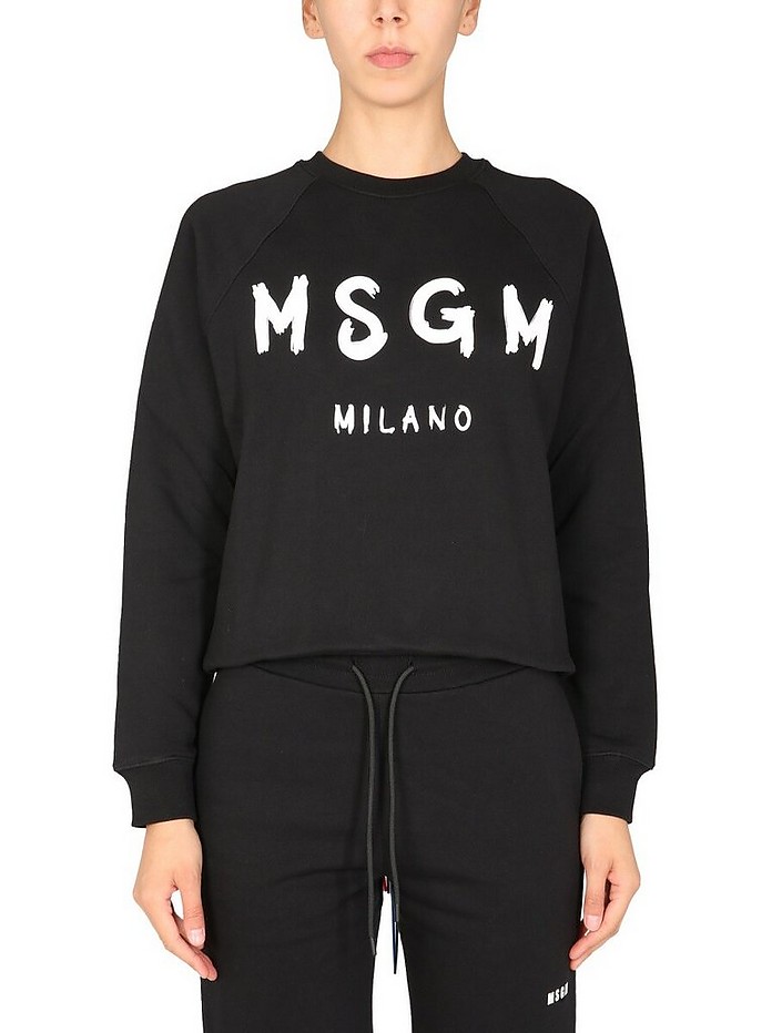 Sweatshirt With Brushed Logo Print - MSGM