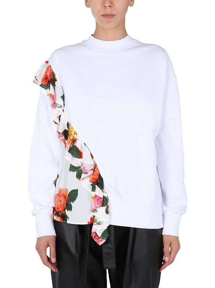 Crew Neck Sweatshirt With Floral Print - MSGM