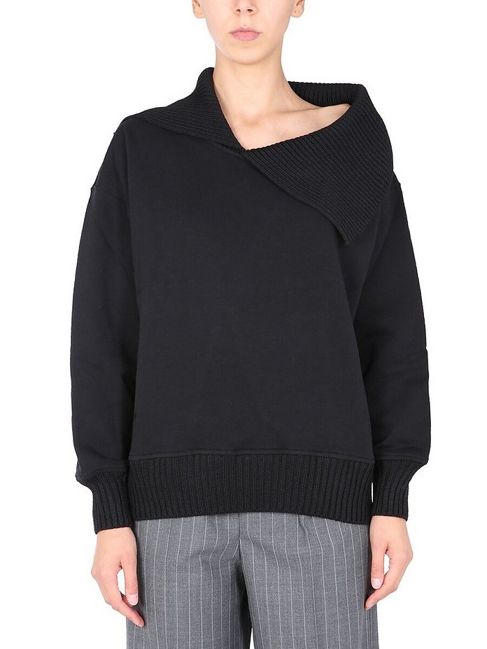 Sweatshirt With Knit Collar - MSGM
