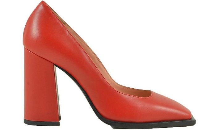 Red & Black Leather Convertible Pumps - MSGM