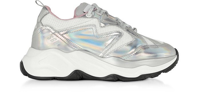 Silver & Pink Attack Sneakers - MSGM