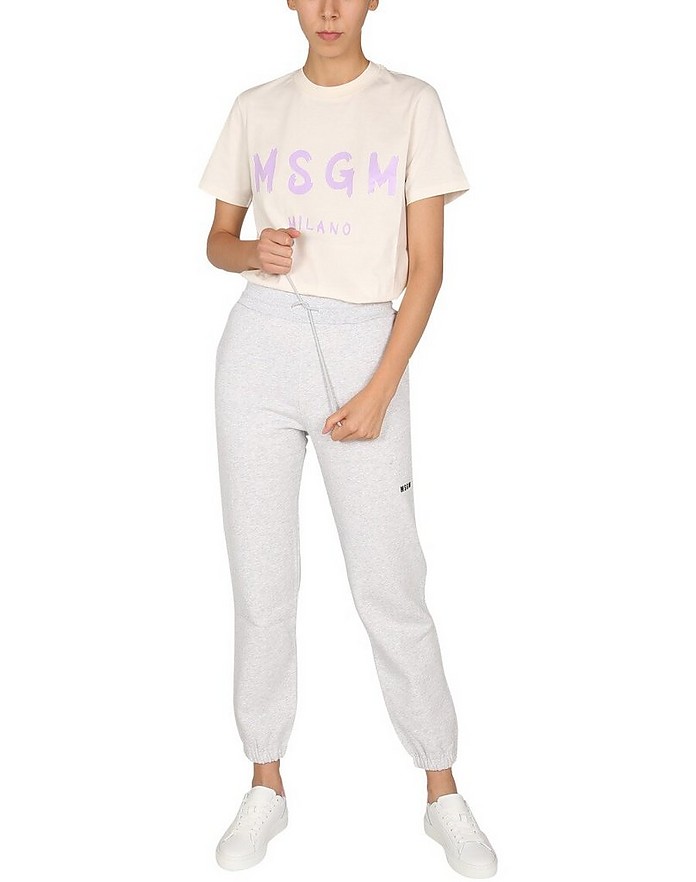 Jogging Pants With Logo Print - MSGM