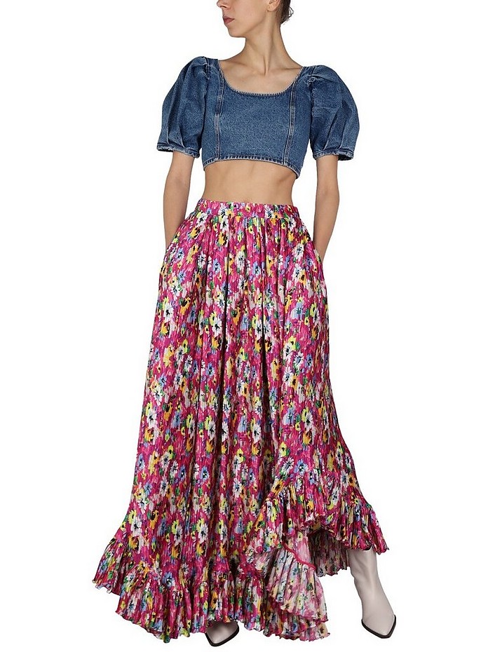 Skirt With Floral Pattern - MSGM