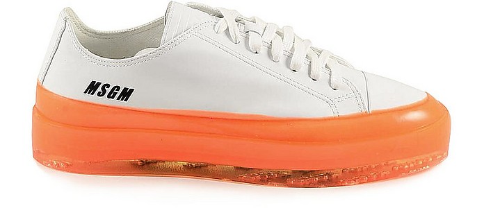 White and Orange Men's Sneakers - MSGM