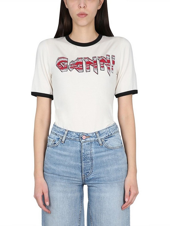 T-Shirt With Logo - Ganni