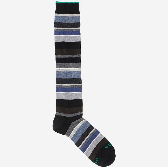 Striped Cotton Blend Men's Long Socks - Gallo