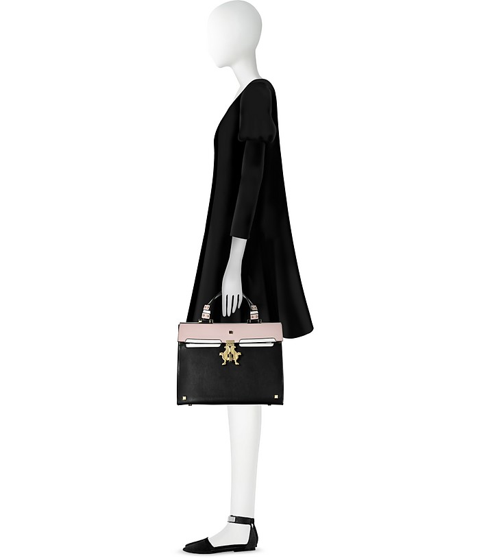 leisure delicate Luscious Giancarlo Petriglia Peggy Black and Pink Brushed Leather Eyes Bag at  FORZIERI