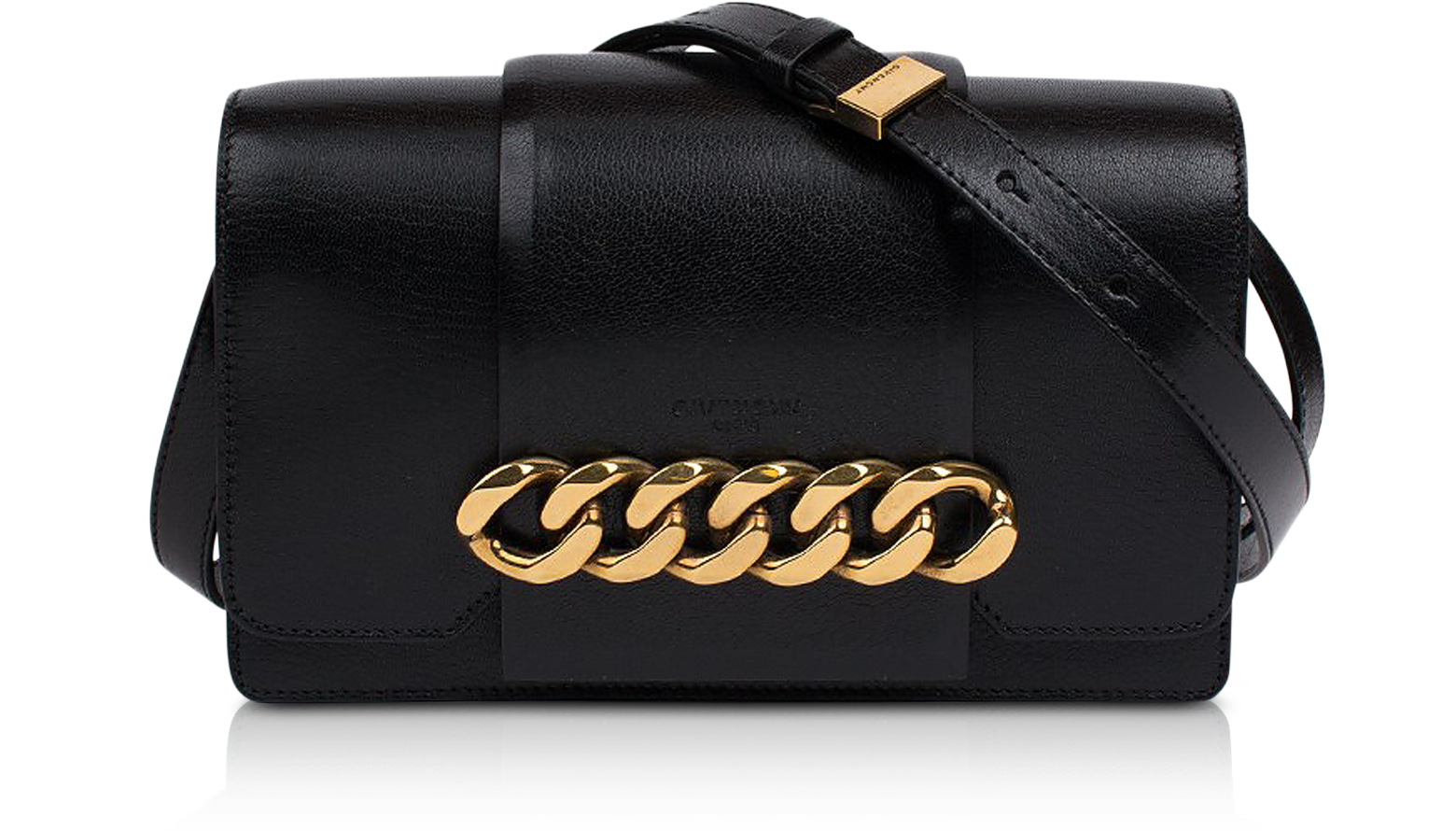 Black Leather Infinity Clutch w/Detachable Shoulder Strap - Givenchy