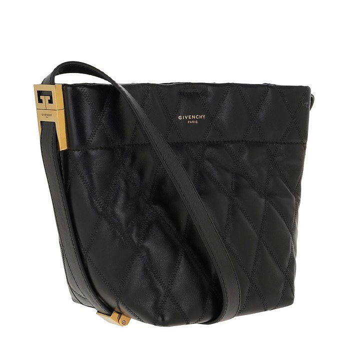 Givenchy Mini GV Bucket Bag Quilted Leather Black at FORZIERI