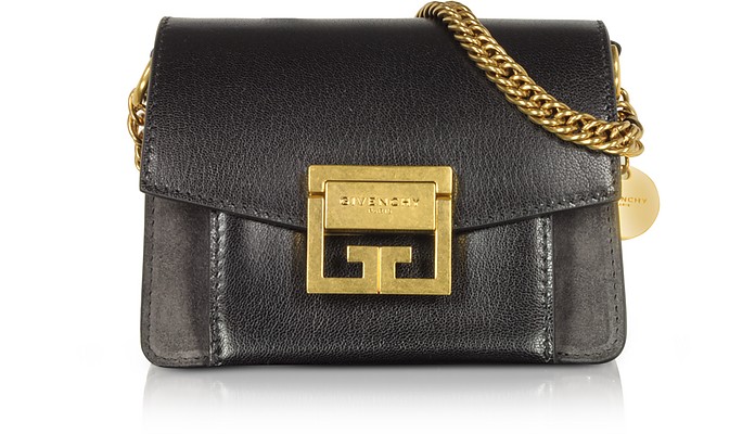 Mini GV3 Color Block Grained Leather Flat Shoulder Bag - Givenchy