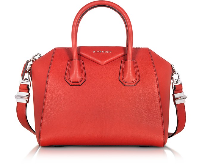Givenchy Antigona Small Red Leather Satchel Bag at FORZIERI