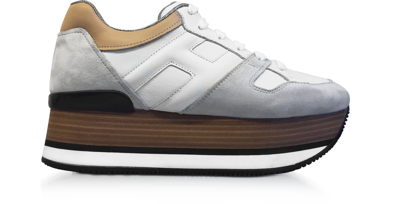 Sneakers Maxi H222 in Suede e Pelle Ghiaccio Hogan 35 (35 EU) su FORZIERI