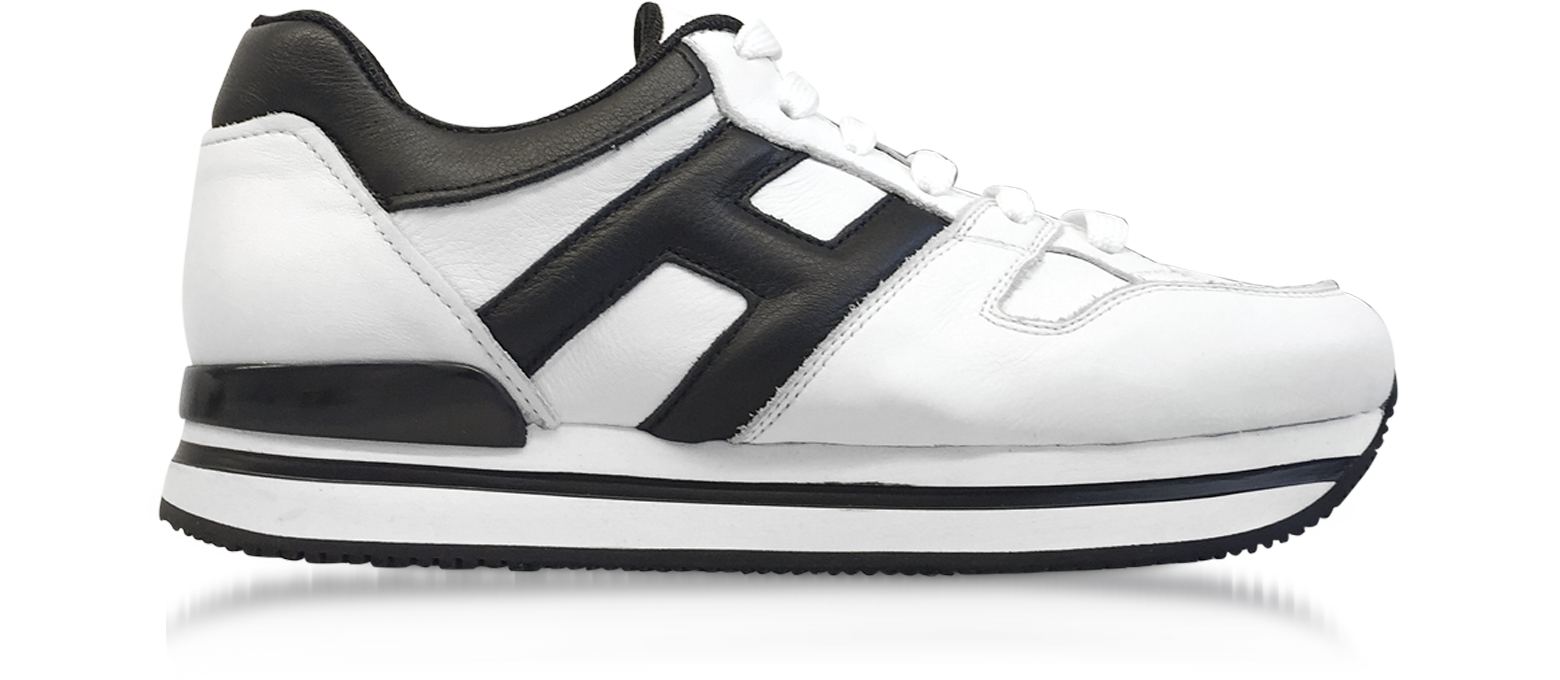 Sneakers Maxi H222 in Pelle Bianca e Nera Hogan 35 (35 EU) su FORZIERI