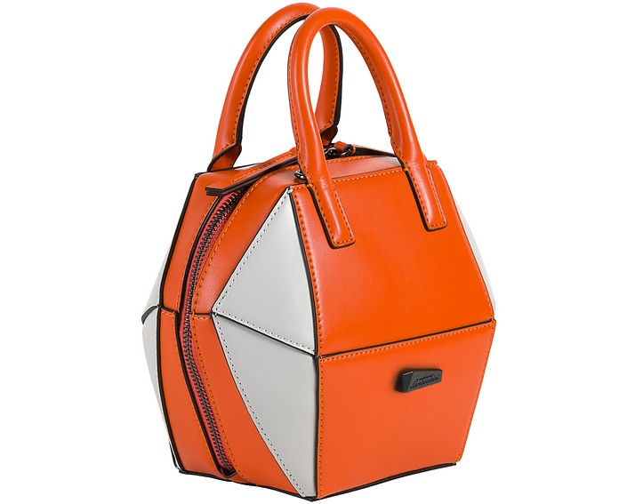 Concept Color Block Leather Top-handles Satchel Bag