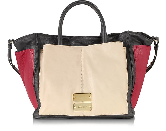 See by Chloé Black/Pearl/Tango Nellie Leather Tote Bag at FORZIERI