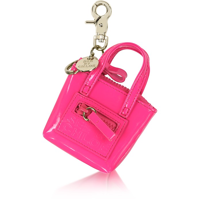 See by Chloé Fuchsia Patent Tote Key Fob at FORZIERI