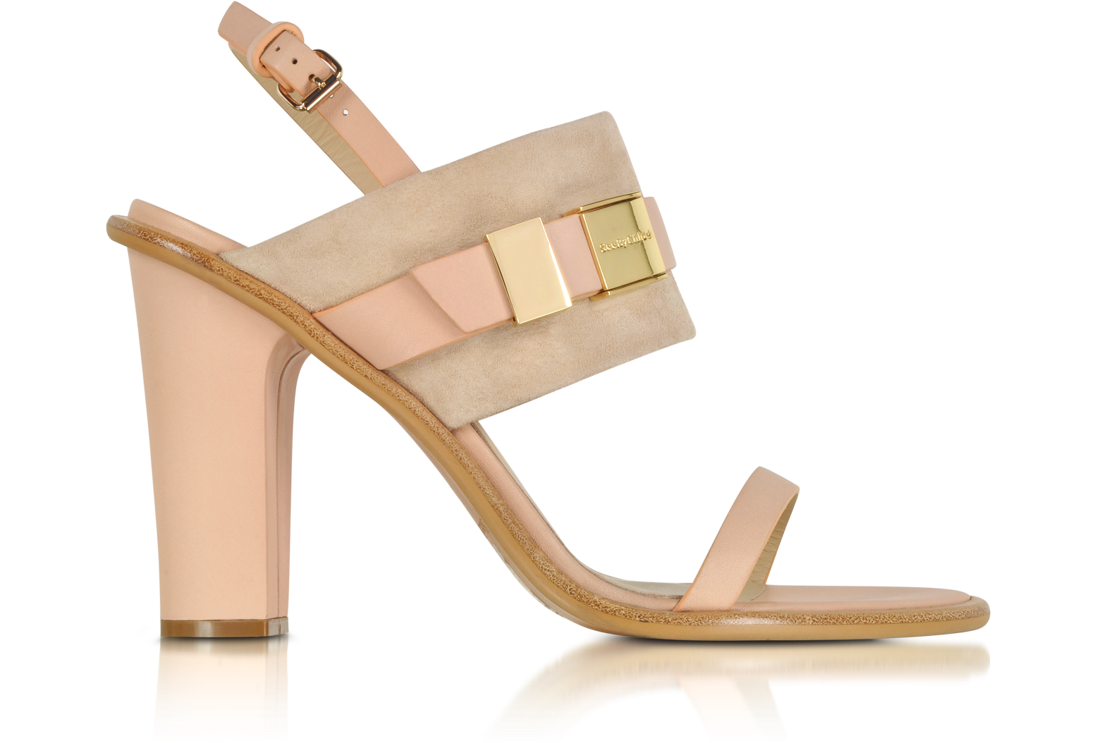 See by Chloé Chelsey Neutral Leather and Suede Heel Sandal 36 IT/EU at ...