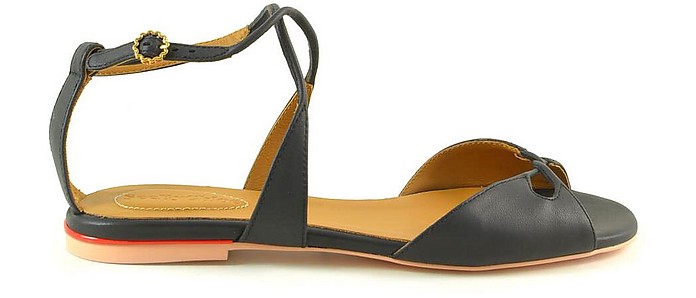 Black Leather Flat Sandals - See by Chloé