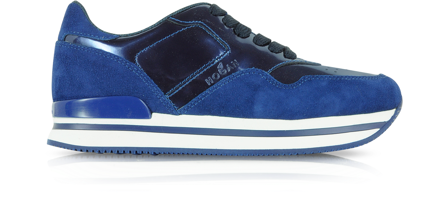 Hogan Blue Patent Leather and Suede Sneaker 36 IT/EU at FORZIERI