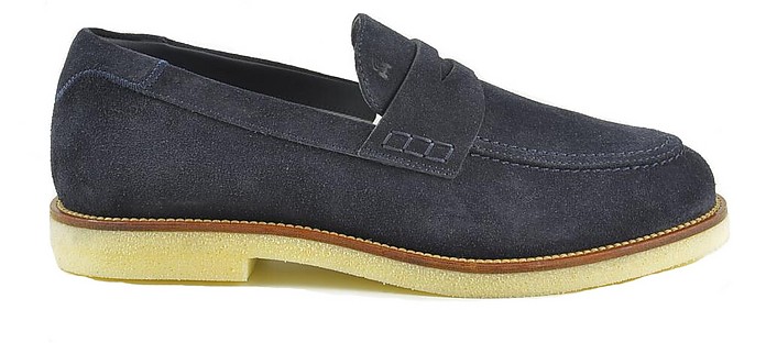 Men's Navy Blue Loafer Shoes - Hogan