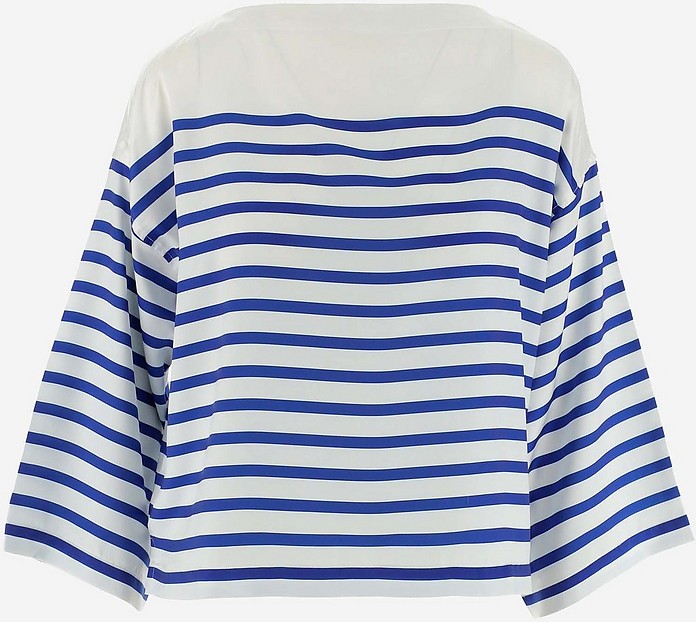 Blue and White Striped Women's T-Shirt - Ralph Lauren