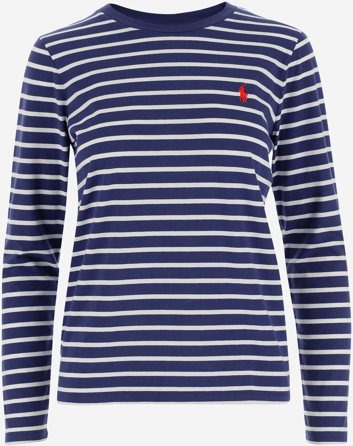 Ralph Lauren Blue/White Striped Cotton Women's T-shirt w/Long