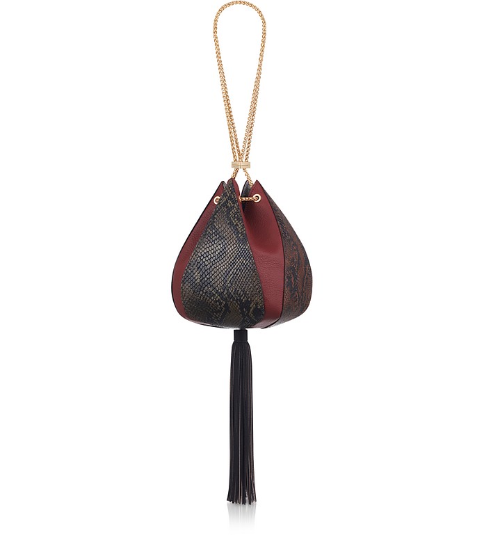Cindy Snake-embossed Leather-Tassel Bag - The Volon