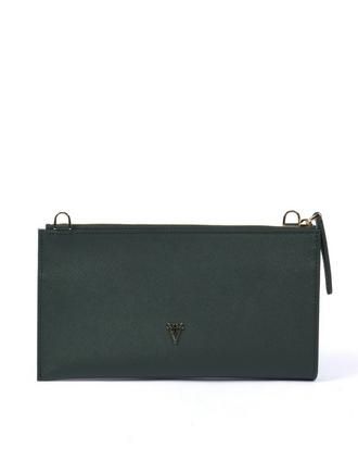 Bulganeri Dark Brown Saffiano Leather Wallet Bag w/Chain at FORZIERI