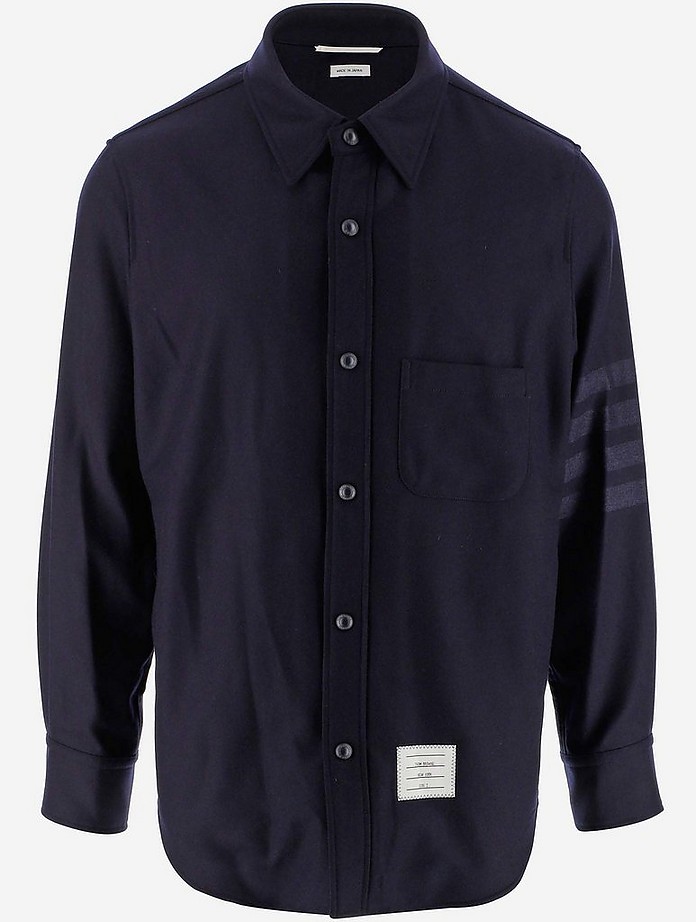 Navy Blue Wool Men's Shirt-jacket  - Thom Browne