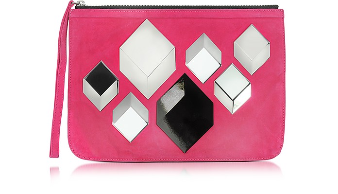 Cube Pink Suede Pouch - Pierre Hardy