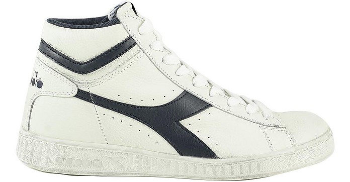 White Leather Mid-Top Men's Sneakers - Diadora