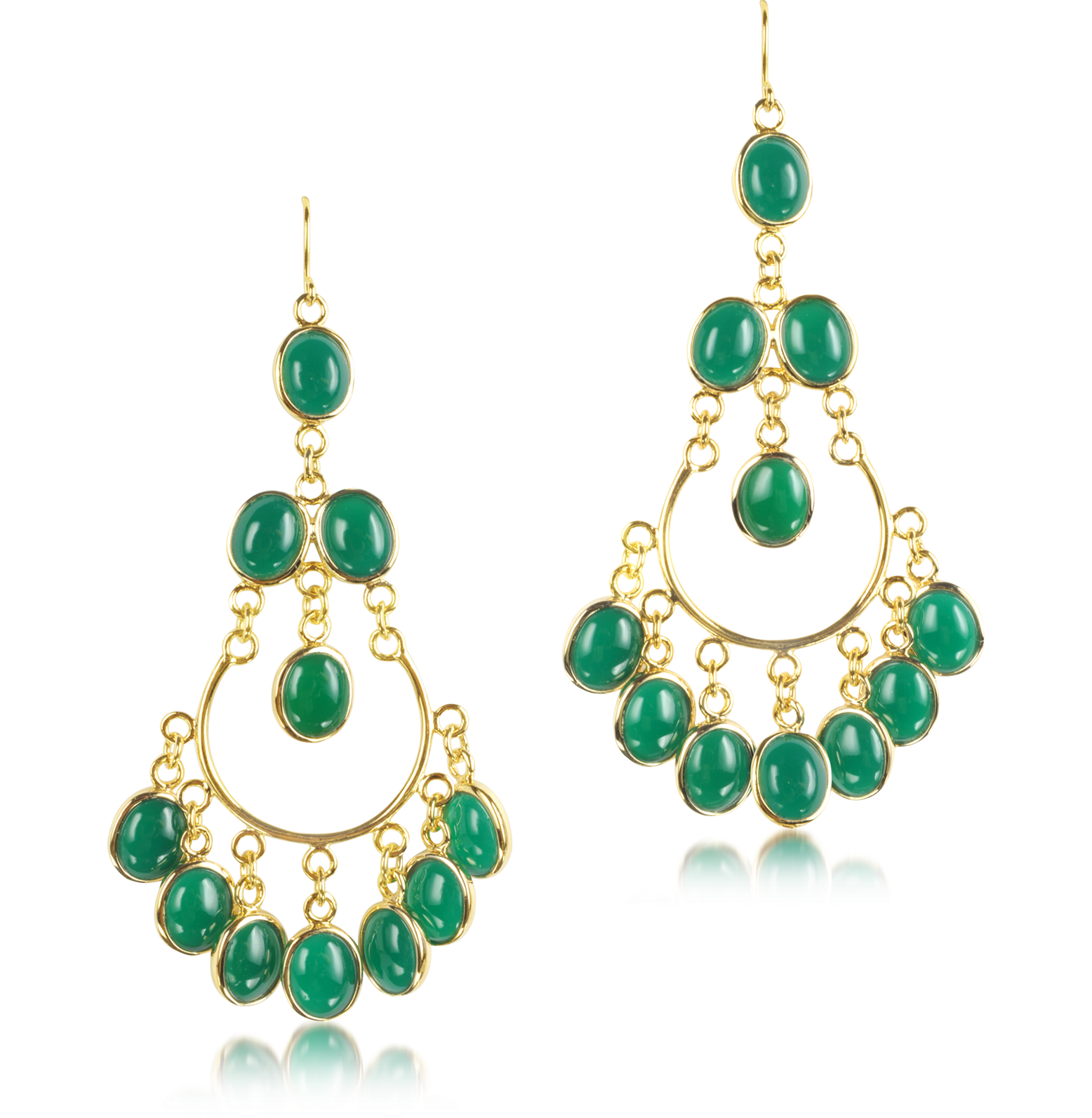 Isharya Emerald Green Agate Gypsy Earrings at FORZIERI