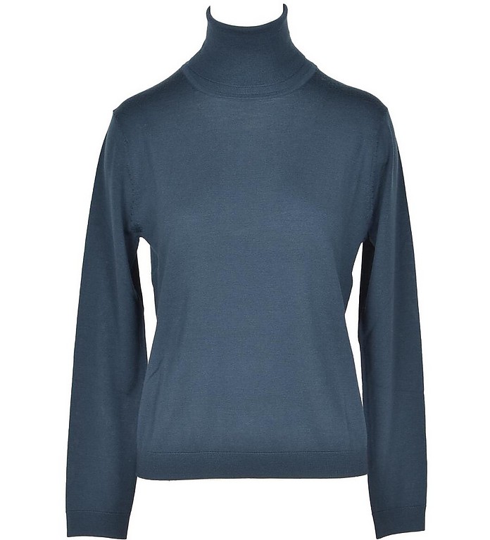 Blue Wool Women's Turtleneck Sweater - Aspesi
