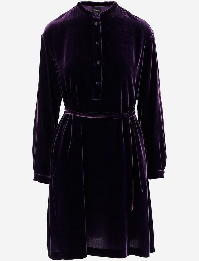 Purple Velvet Women's Dress - Aspesi