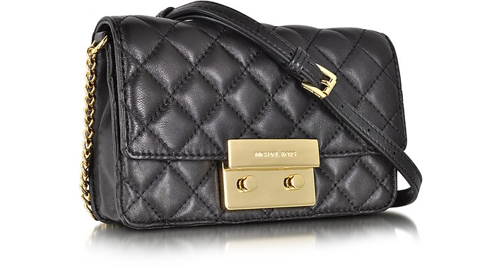 Michael Kors Sloan Black Quilted Leather Chain Crossbody Bag - FORZIERI