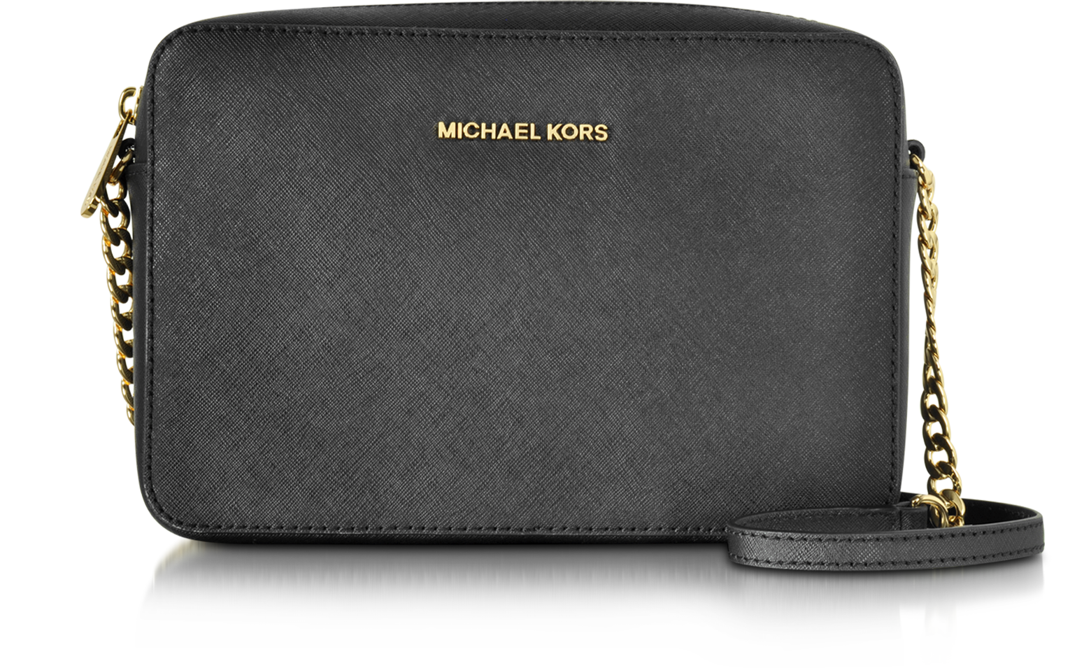 Michael Kors Jet Set Large Saffiano Leather Crossbody Bag in Black