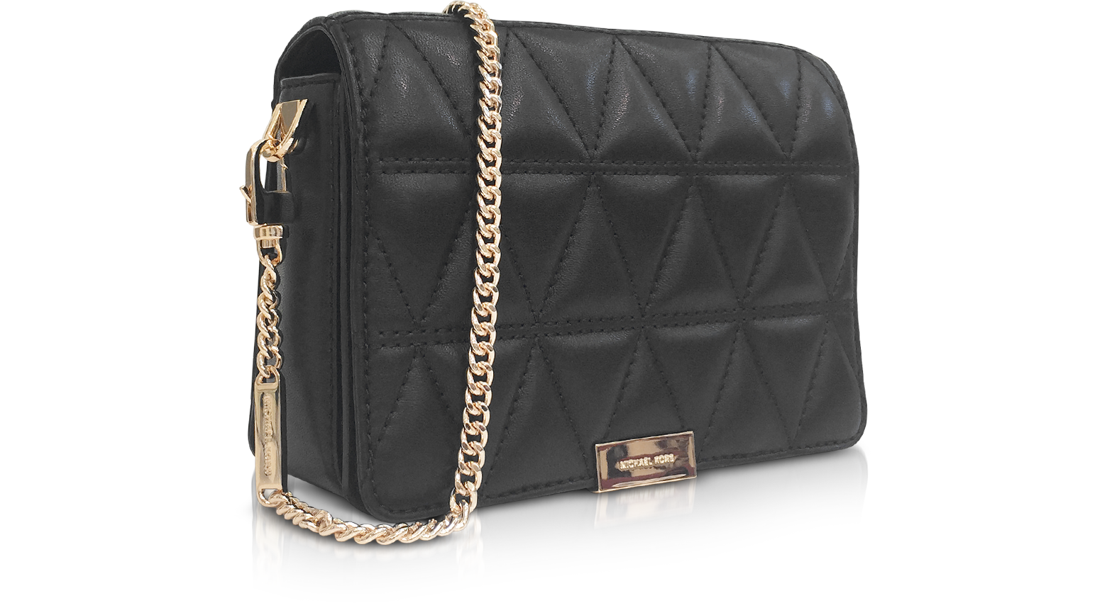Michael Kors Jade Black Quilted-Leather Clutch at FORZIERI