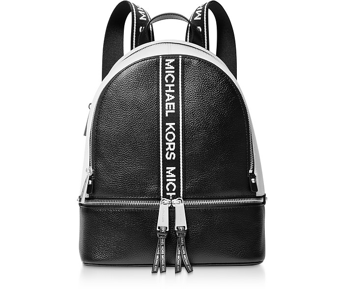 Black and White Rhea Zip Medium Backpack - Michael Kors