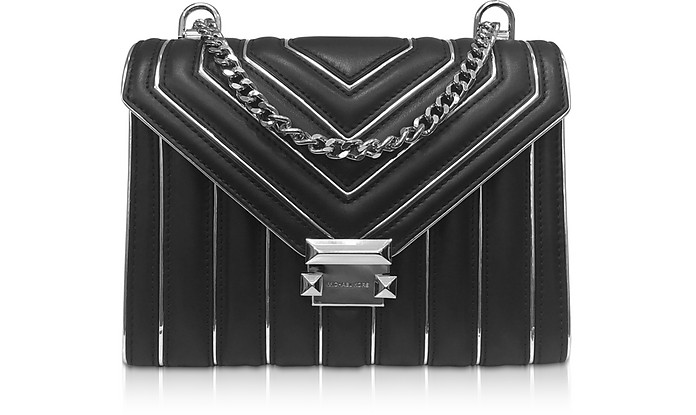 Black & Silver Whitney Large Quilted leather Shoulder Bag - Michael Kors