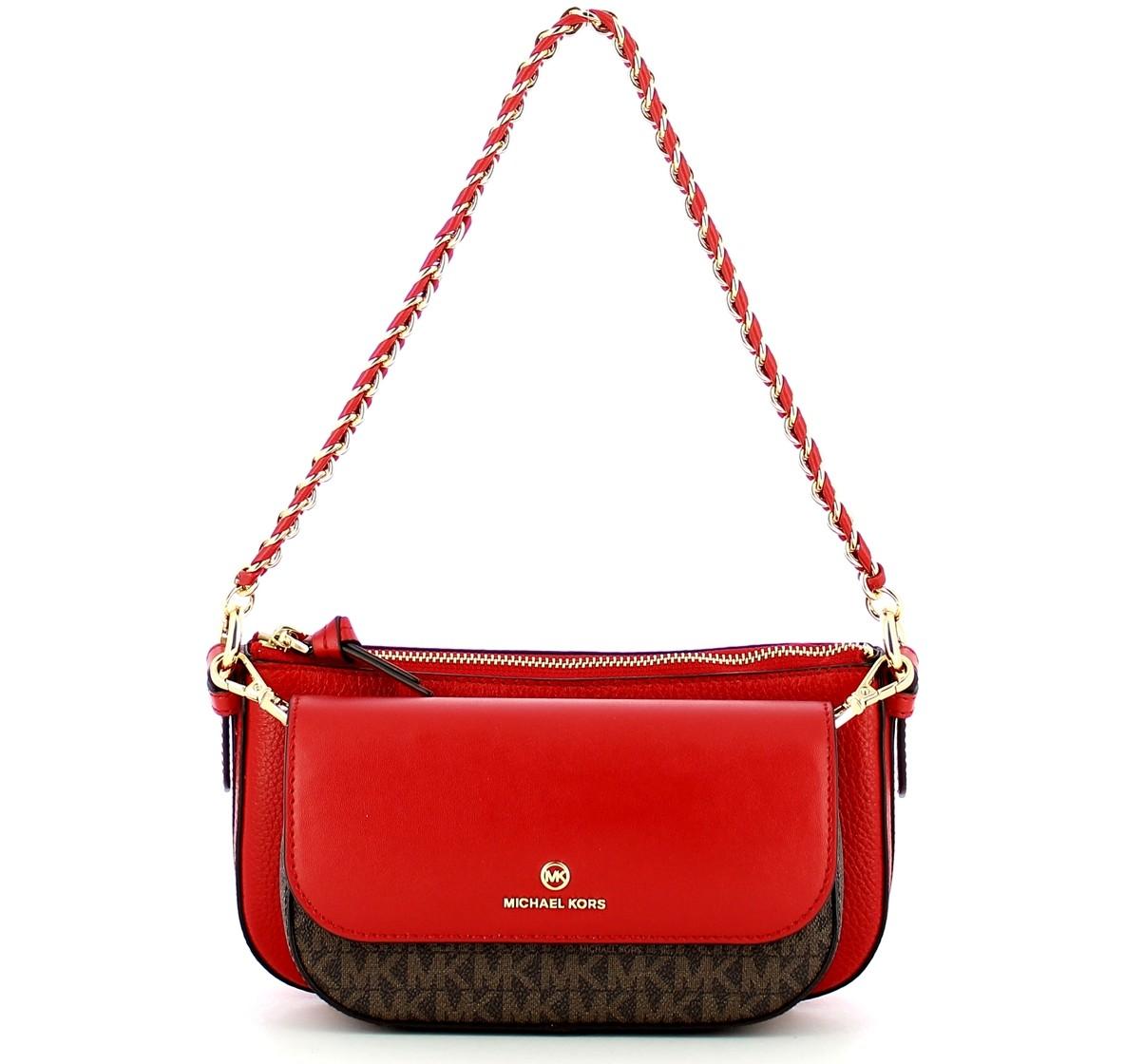 Michael Kors Red Jet Set Charm Medium 4IN1 Pouch/ XBody Bag at