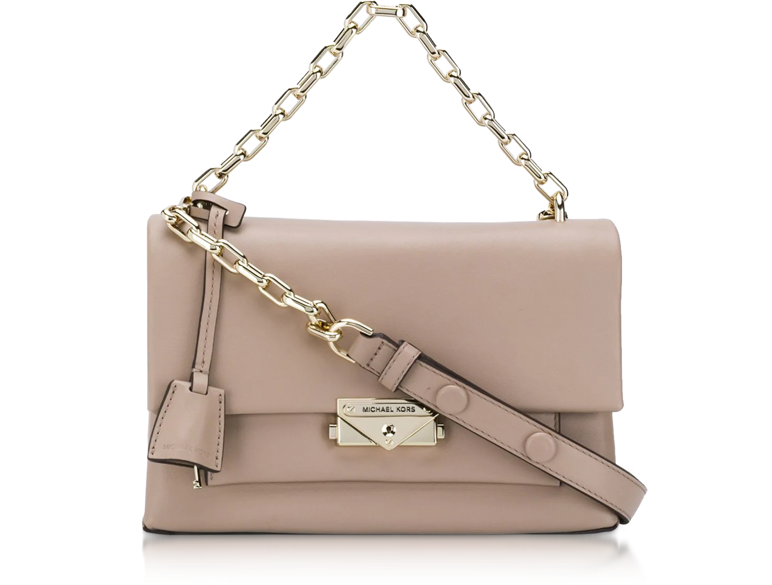 Michael Kors CeCe Leather Medium Chain Shoulder Bag in Truffle: Handbags