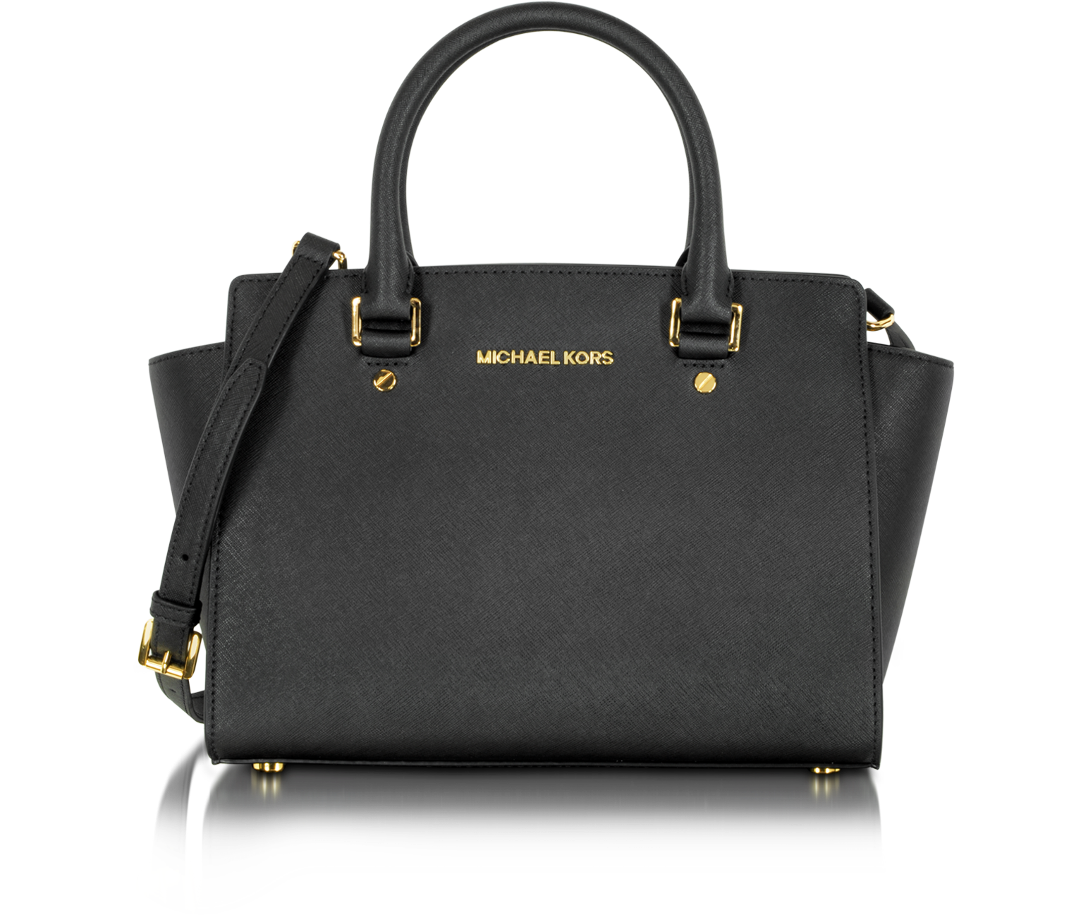 selma saffiano leather medium satchel black