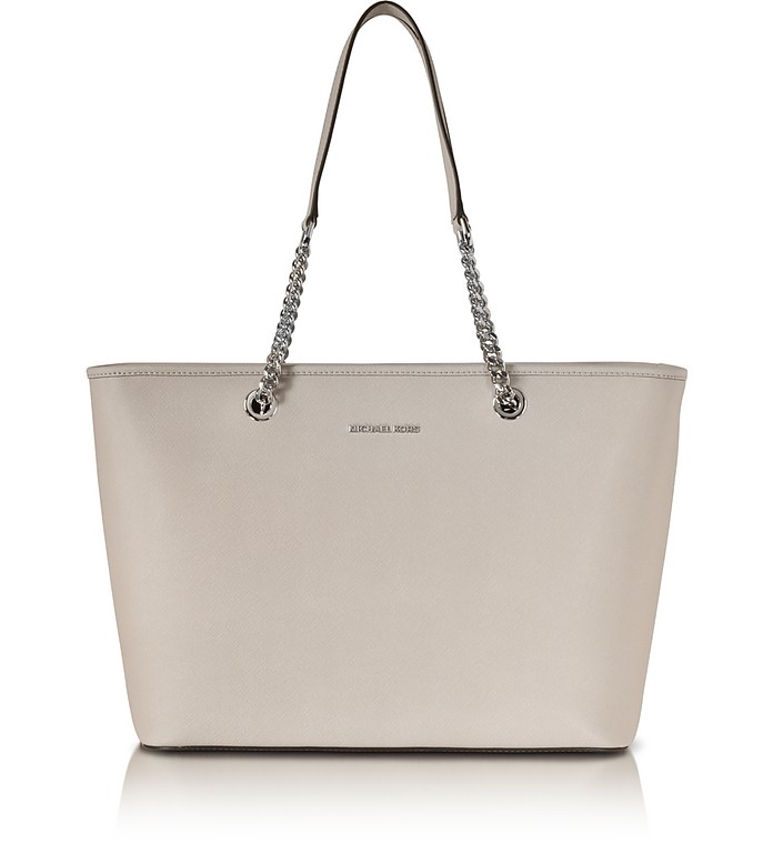 Michael Kors Cement Jet Set Travel Chain Top Zip Multifunction Tote at ...