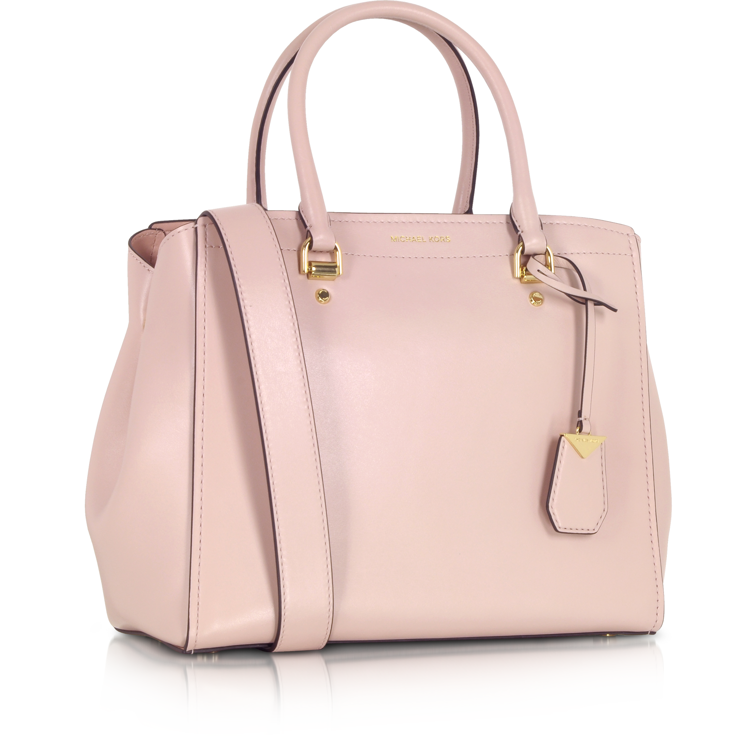 Michael Kors Pale Pink Soft Polished leather Benning Large Satchel Bag ...