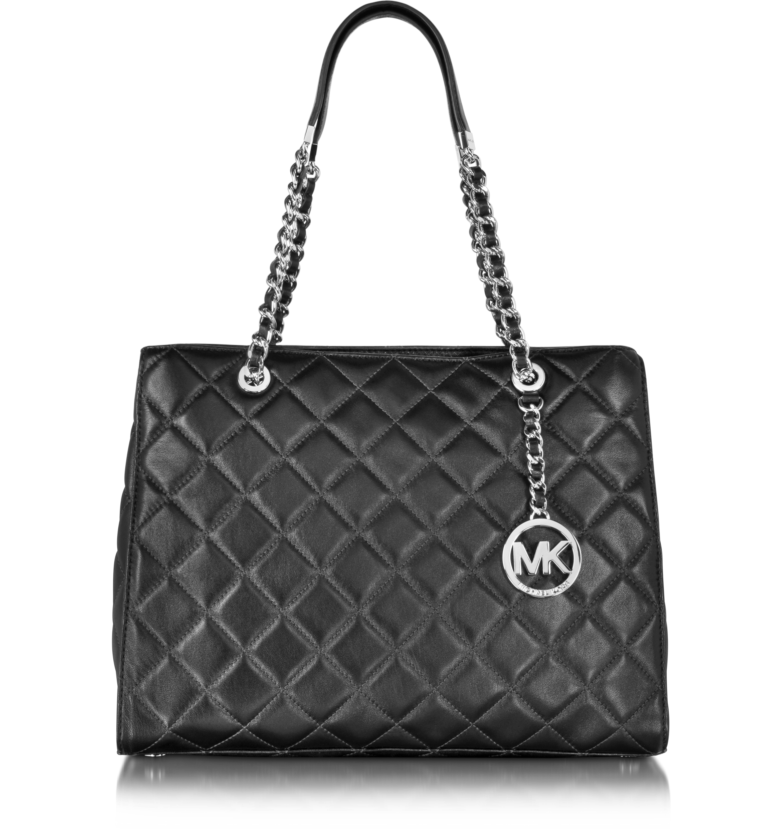 Black Quilted Leather Tote Bag 